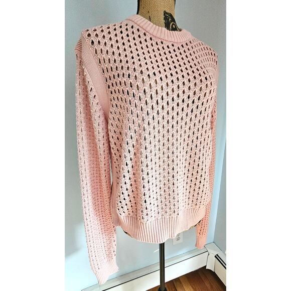 Varley Anthropologie Hains Open  Knit Sweater, Rose Pink, Sz M NEW, Retail $103+ - Picture 5 of 12